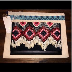 NWT $498 Tory Burch Brooke Embellished Clutch